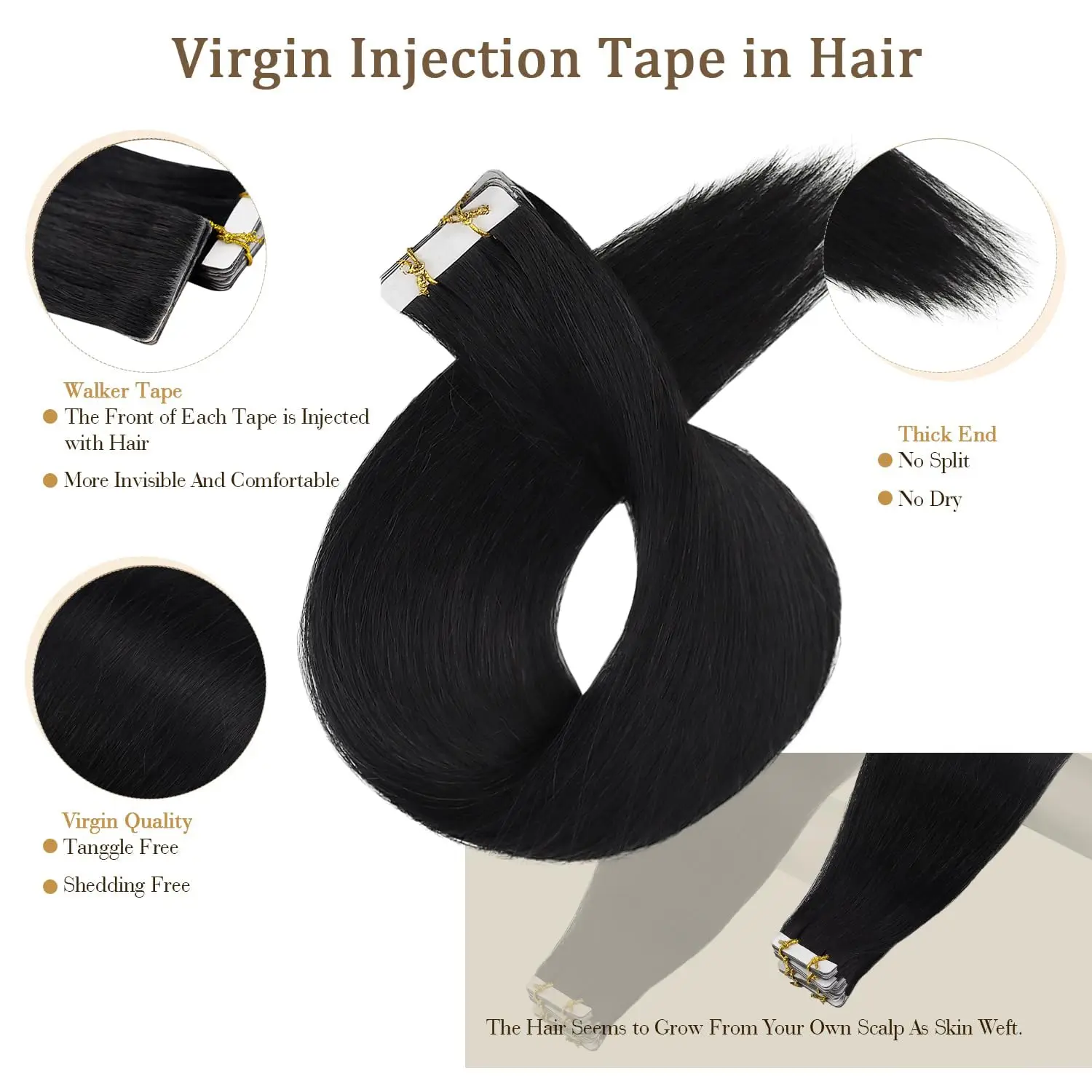 Full Shine Virgin Hand Tied Tape In Adhesives Human Hair Extensions PU Skin Weft Blonde Color Invisible Seamless Injection