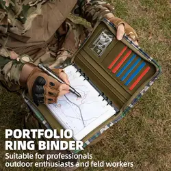 KOSIBATE A6 Tactical Notebook with Zippered Padfolio Ring Binder Loose-Leaf Paper Weatherproof Notepad