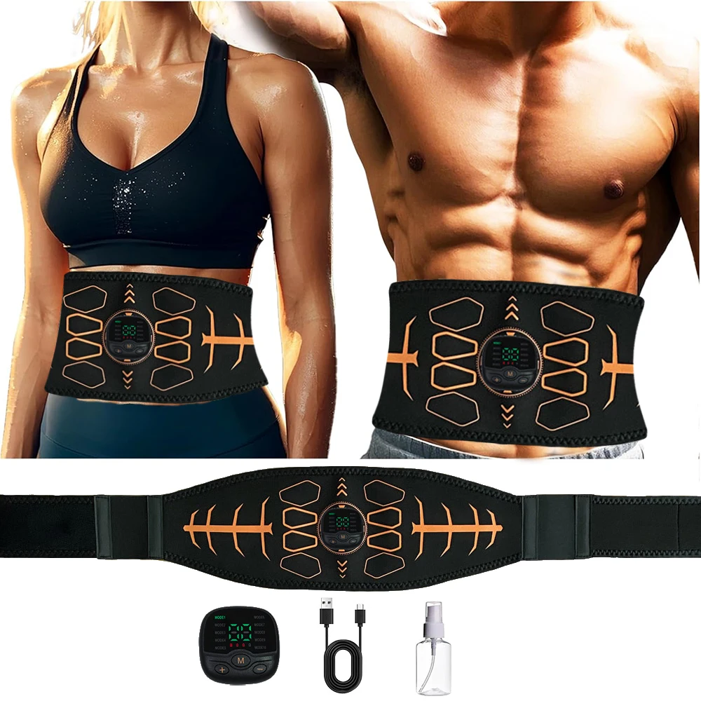 Abs Stimulator Abdominal Toning Belt EMS Muscle Stimulator Muscle Toner Training Workout Fitness Equipment Home Gym USB Charge