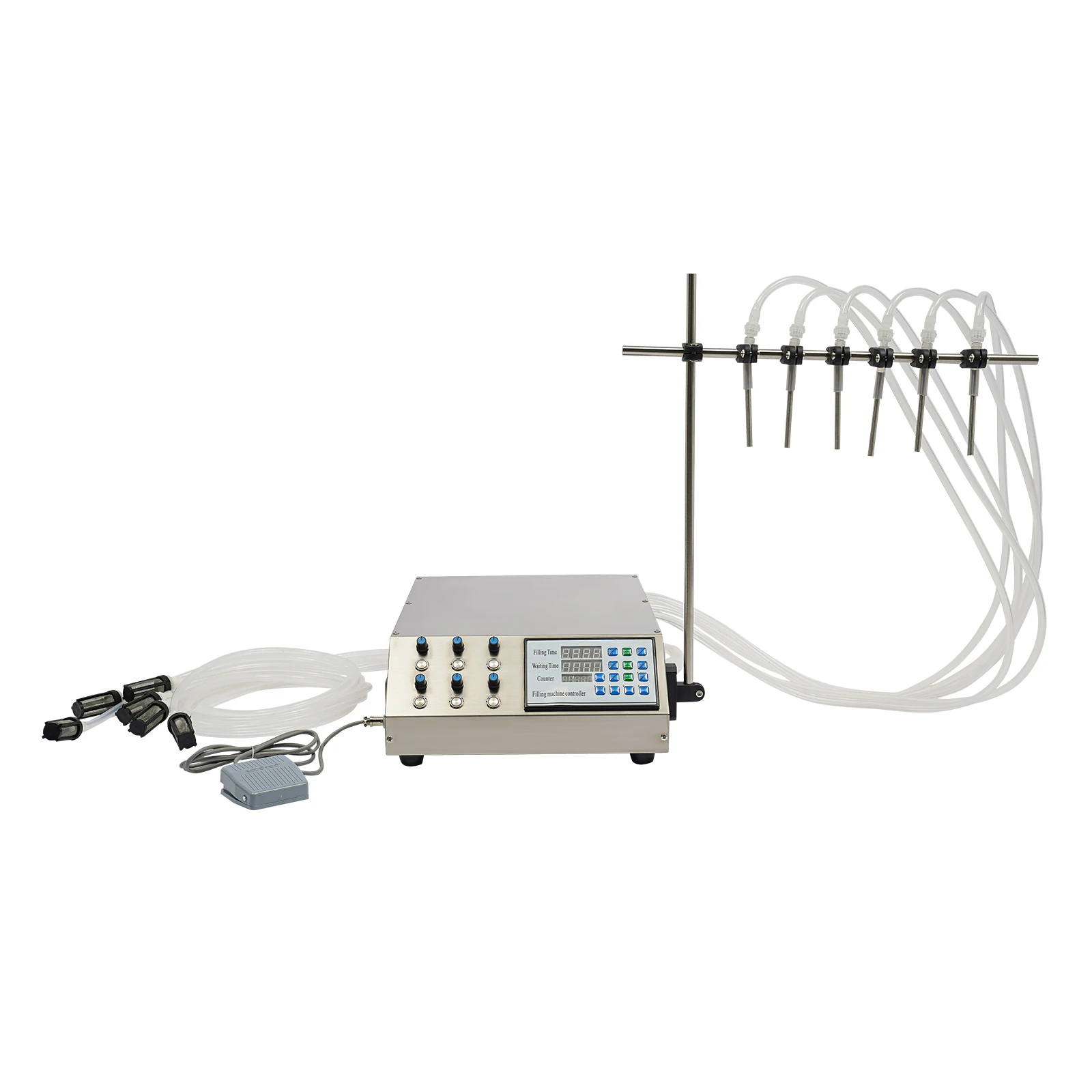 6 Head Liquid Filling Machine Filling Machine with Diaphragm Pump 300W LED Display US Standard