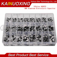 400Pcs 24Value SMD Aluminum Electrolytic Capacitors Assortment Kit + Box 1uF~1000uF 6.3V-50V