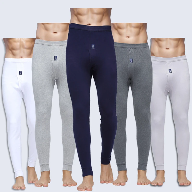 Mallas ajustadas de algodón puro para hombre, pantalones de suéter de hilo de mediana y vieja edad, otoño e invierno, novedad