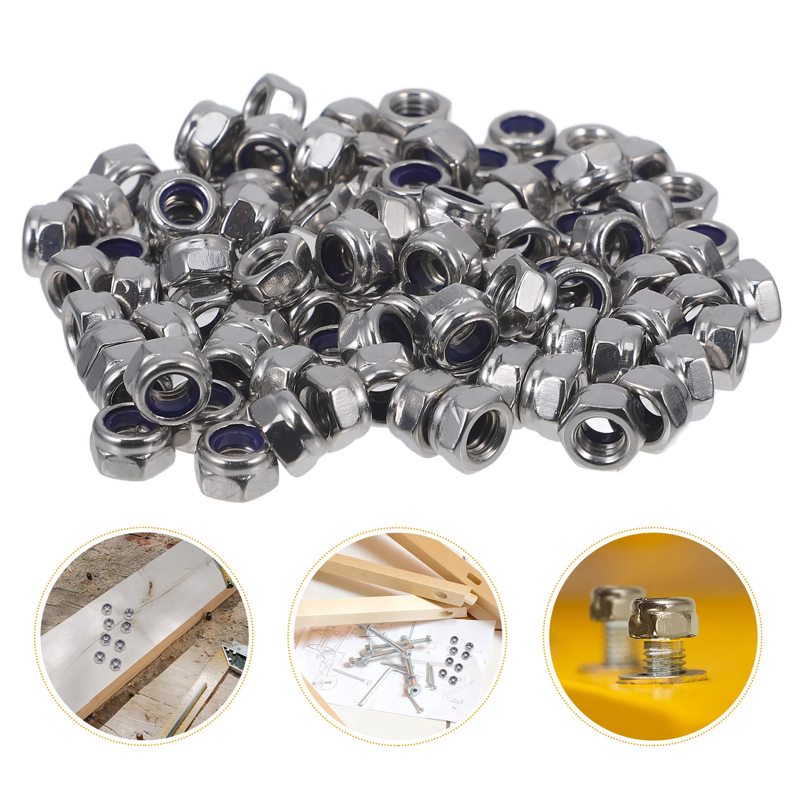 

100pcs Hexagon Set Stainless Steel Lock Nuts Coarse Thread Hardware Fasteners For Machinery Automotive 304 Nuts Thread Locking