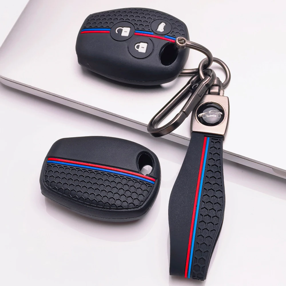 Soft Key Cover For Renault Duster Sandero Logan Clio Symbol Captur For Dacia Logan For Nissan Terrano with carabiner lanyard view 2
