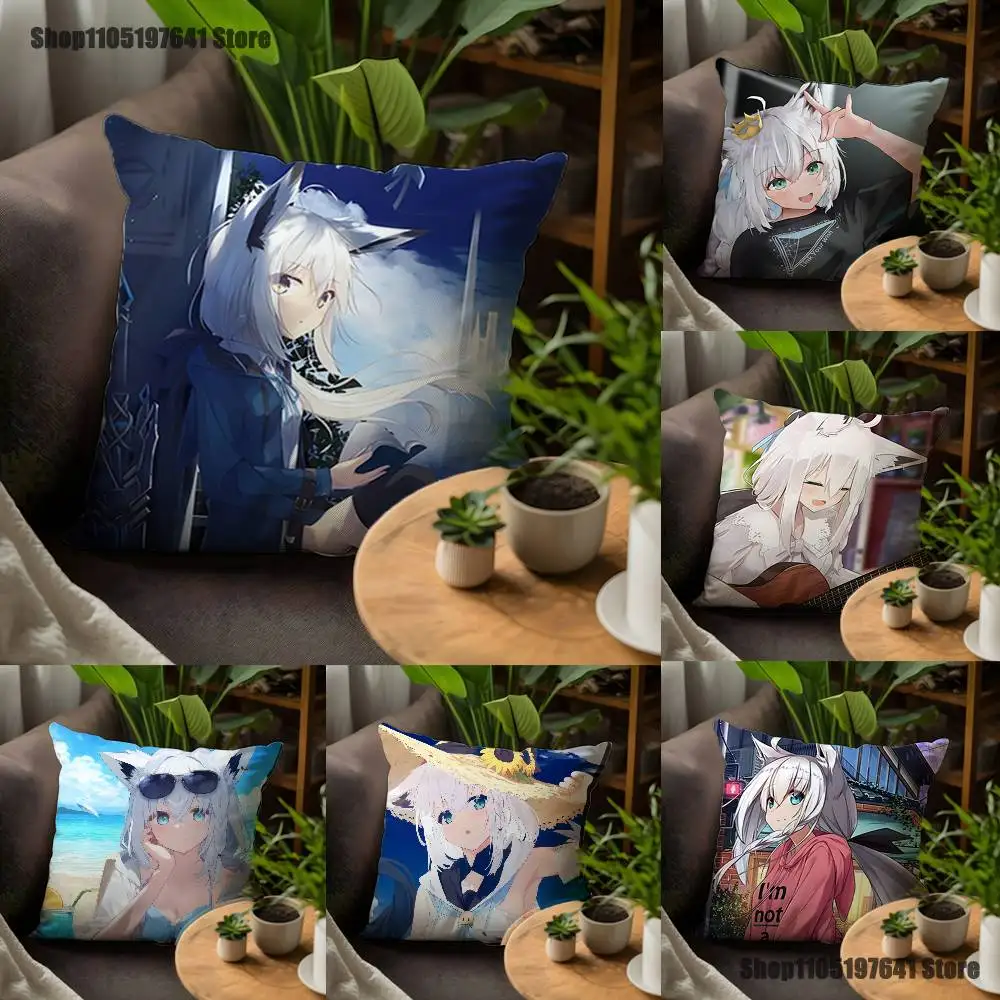 

S-Shirakami Fubuki Pillow Case For Sofa Decor Car Office Room Printing Cushion Cover Decorations and Protector