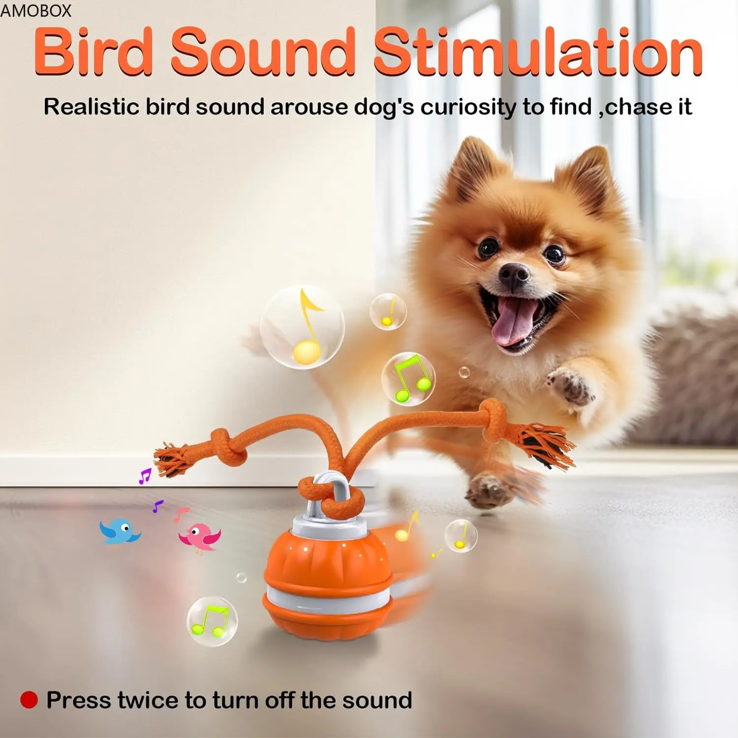 AMOBOX-Peppy Pet Ball for Dogs, Dog Interactive Toys, Motion Activate Rolling Ball, Automatic Moving,USB Rechargeable