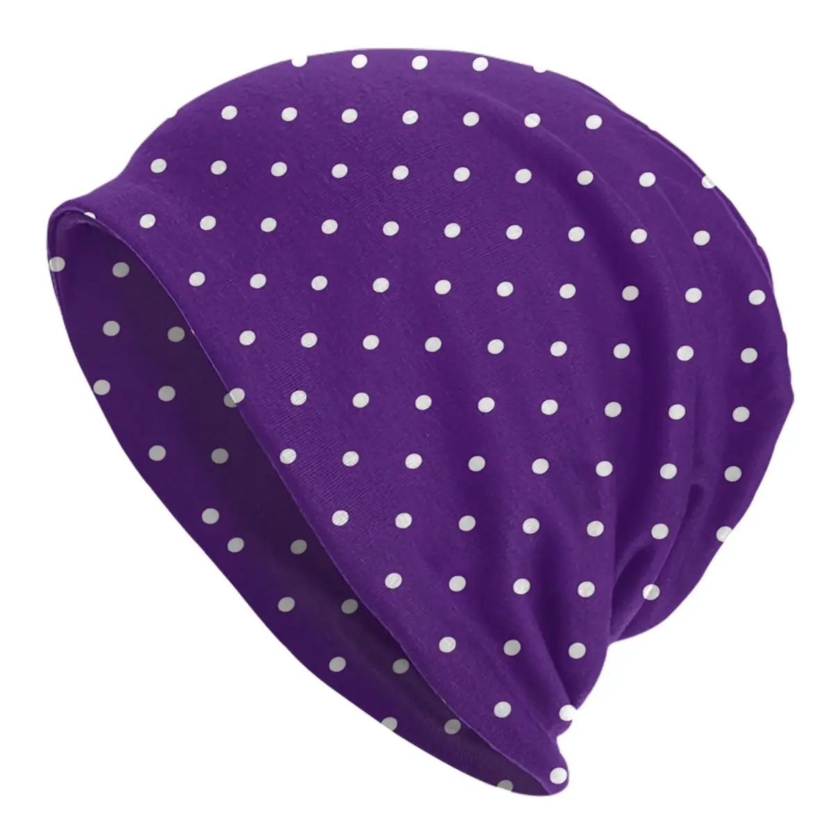 Polka Dots Beanie Hats Purple and White Skullies Beanies Outdoor Head Wrap Female Male Caps Winter Street Y2K Bonnet Hats