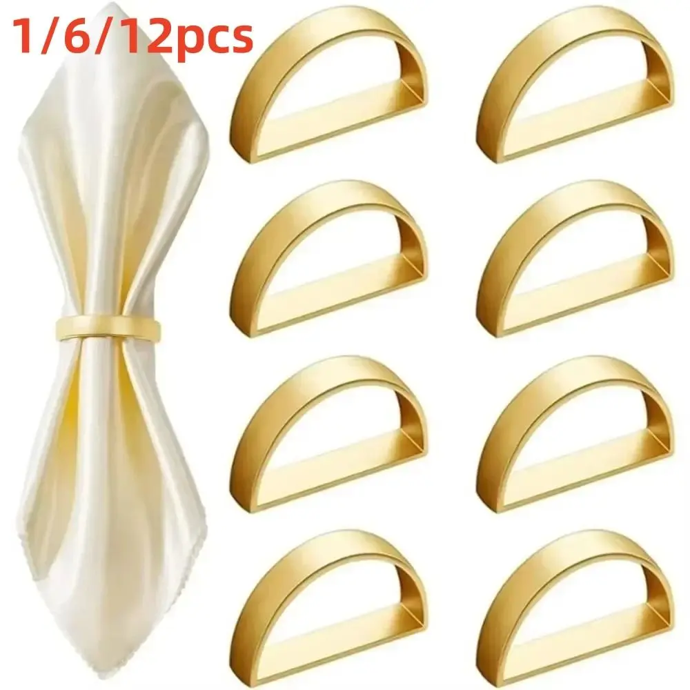 1/6/12pcs Modern Minimalist Napkin Ring Buckles D-shaped Christmas Thanksgiving Napkin Holder Metal Dinnig Table Decoration