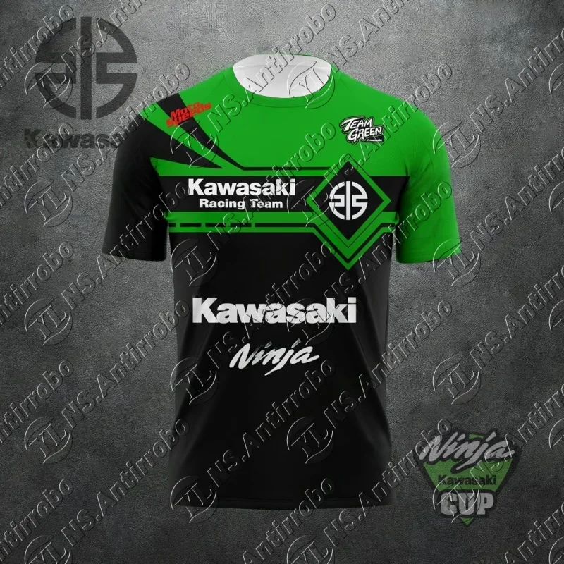 

Kawasaki, новая летняя быстросохнущая дышащая модная спортивная футболка для взрослых и детей для горного внедорожного велоспорта с короткими рукавами