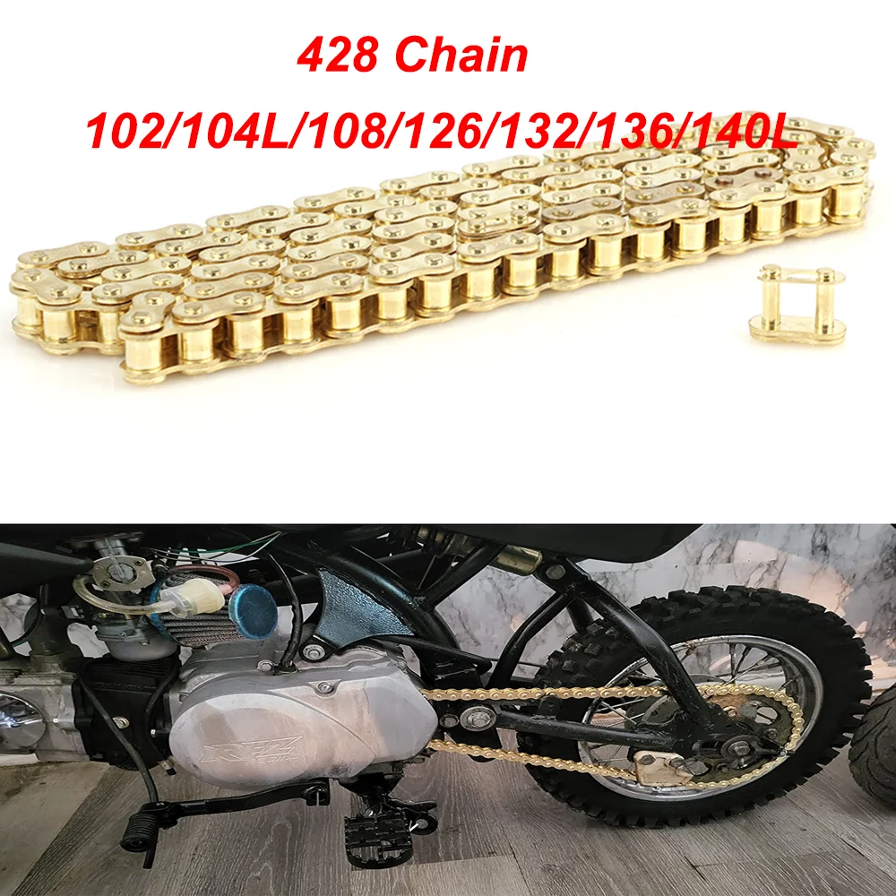 

Motorcycle 428 Chain 102/104L/108/126/132/136/140L Fit for 50cc-250cc ATV Quad Pit Dirt Bike Go Kart Metal Motorcycle Parts