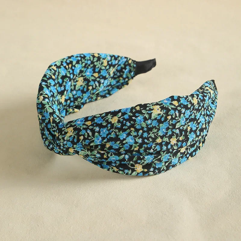 

Vintage Floral Print Headband Wide Stretchy Knit Design Bohemian Elastic Hair Hoop for Women Summer Festival & Beach