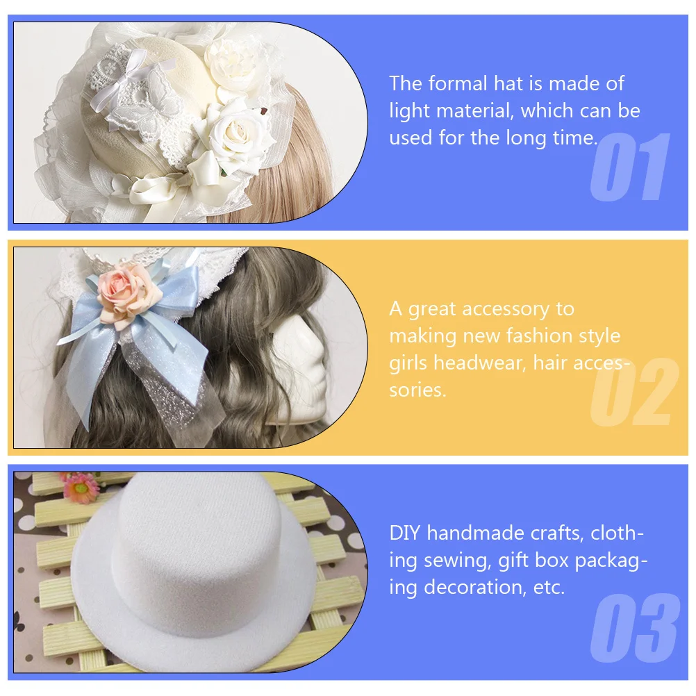 

4Pcs DIY Small Tops Hats Lightweight Formal Hats Decorative Accessories Hair Clips Handmade Crafts Gift Packaging