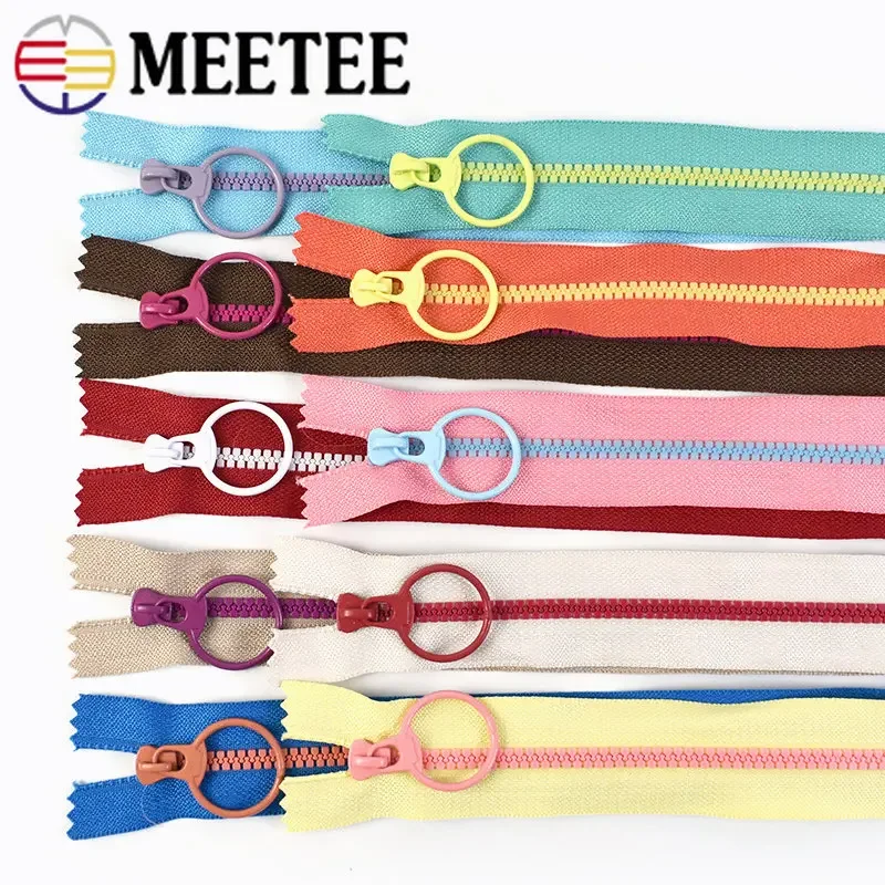 

20pc Meetee 3# Close-end Resin Zippers 15/20/30/40cm Closure Zip Pull Ring Slider for Bags Garment Tailor Sewing Craft Accessory