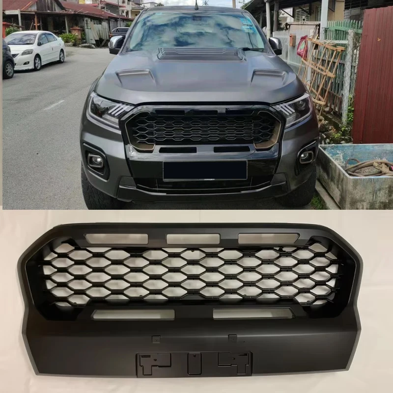 

For Ranger T8 Bumper Grille Xl XLT PX MKIII MK3 WILDTRAK 2018 2019 2020 2021 Raptor Style Racing Grill Mesh Front Grills Grille