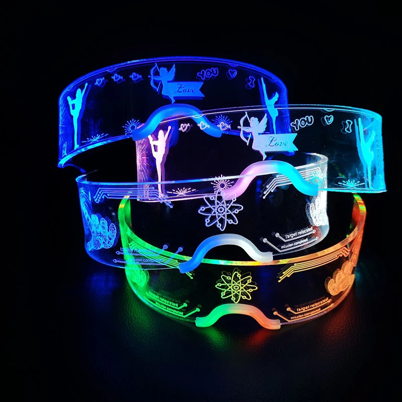Modische Leuchtende Dekorative Brillen Neon-Licht-Dekoration LED-Sonnenbrille für Nachtclub DJ Tanz Musik Rave Kostüm Nacht – Detail 5