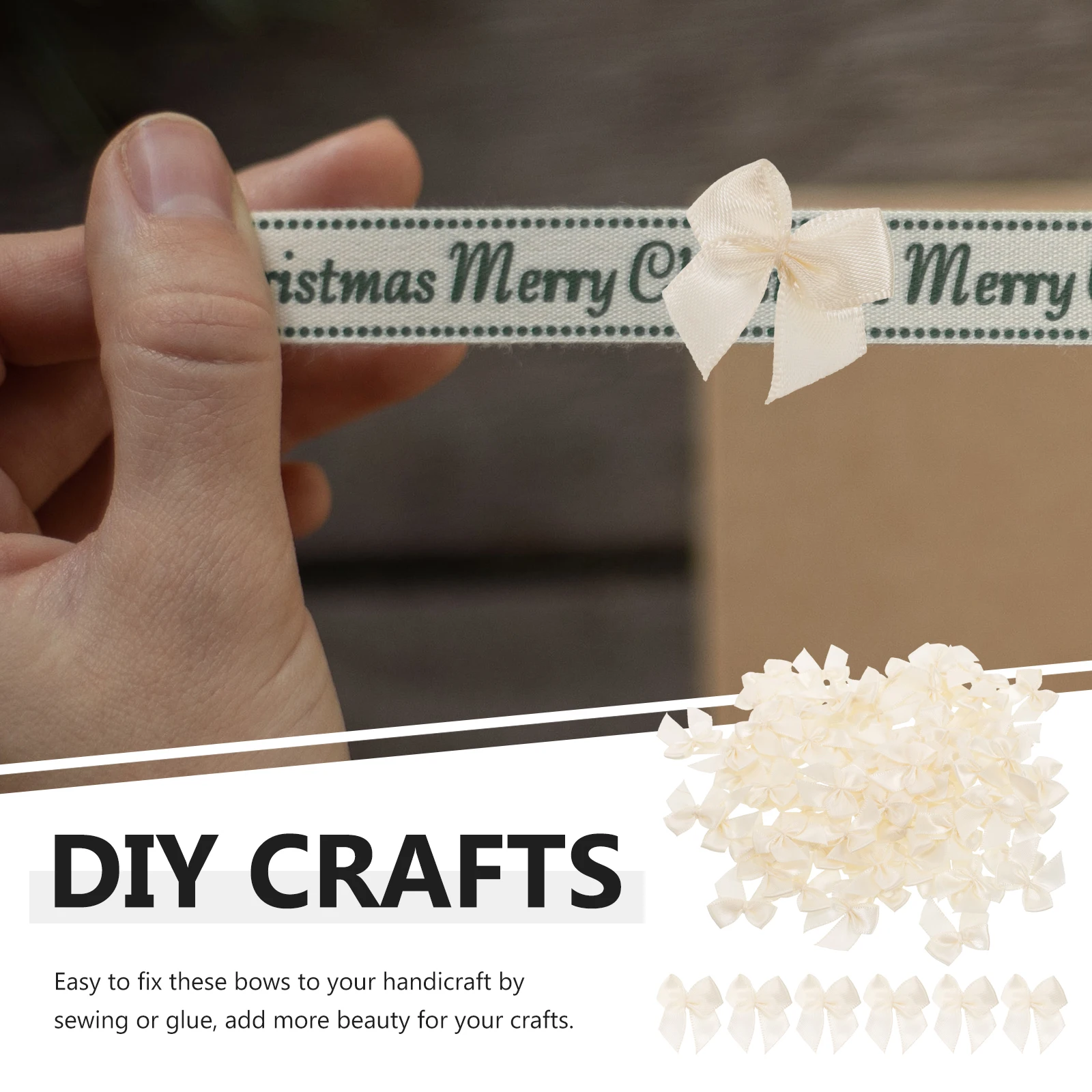 

200Pcs Miniature Polyester Bows Crafting Accessories for DIY Gift Wrapping Hairpin Clothes Decor Bow Knot Ribbon