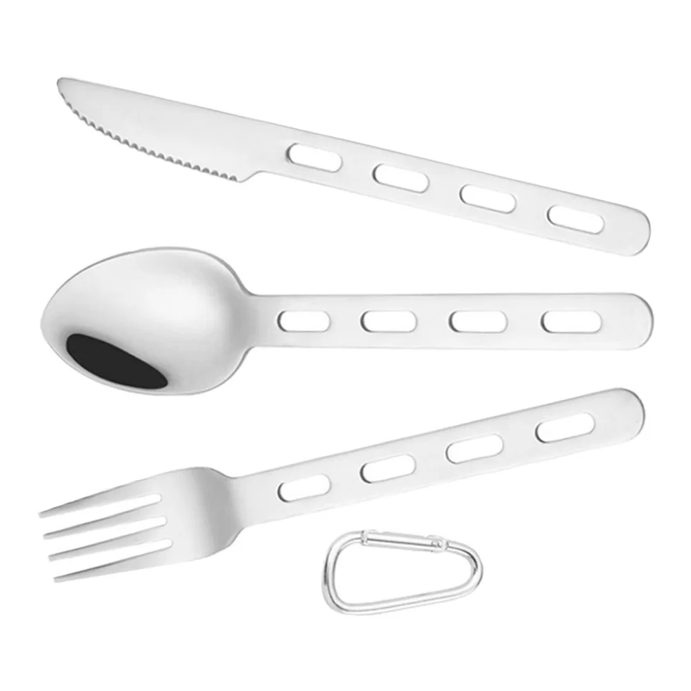 

3 Sets Utensils Cutlery Foldable 430 Stainless Steel Dinnerware Outdoor Forks Travel Camping Utensils Set