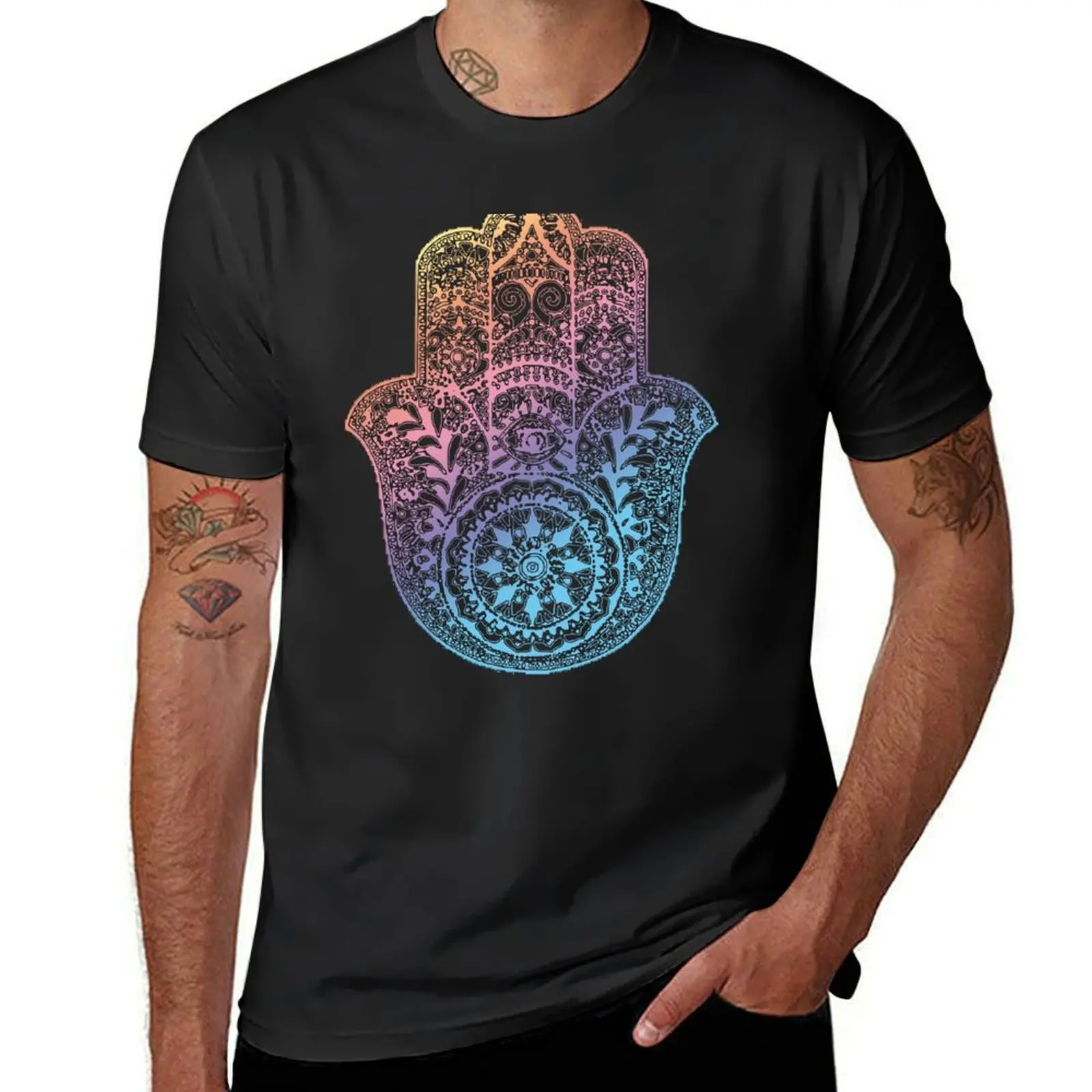 Rainbow Hamsa T-Shirt boys whites customs plus size tops plain black t shirts men