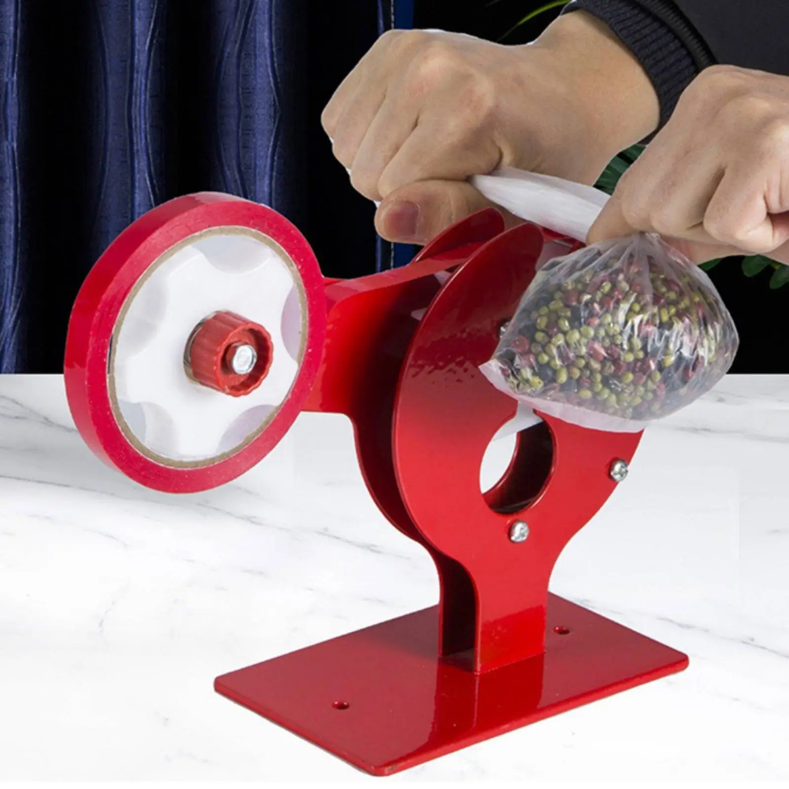 Portable Bag Sealing Machine for Supermarket Use with Sturdy Vermilion Housing for Quick Produce Bag Tying