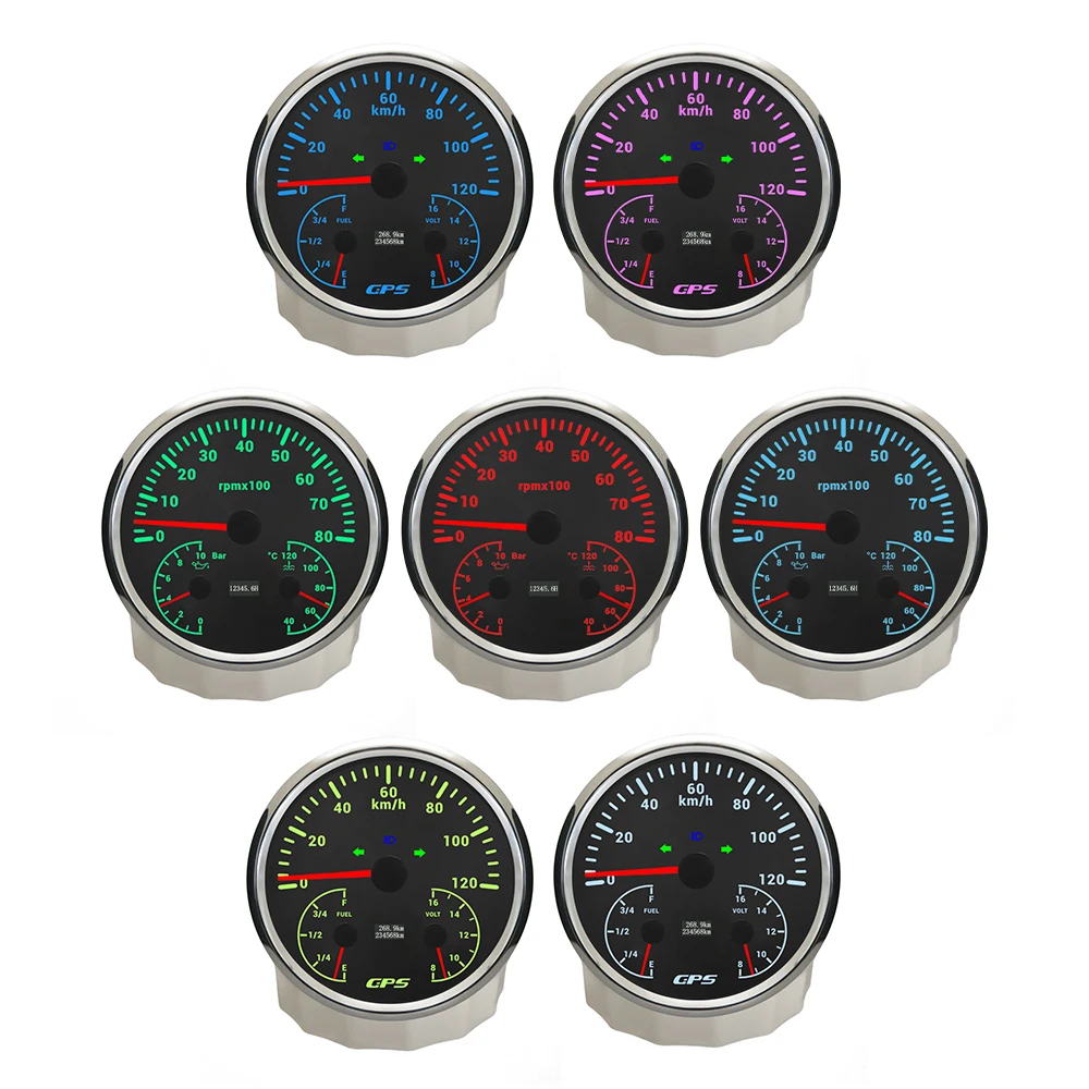 110mm 3 in 1 Multifunctional GPS Speedometer 120K 200K with Tachometer with Oil Pressure Water Temp Fuel Level Voltmeter for Car