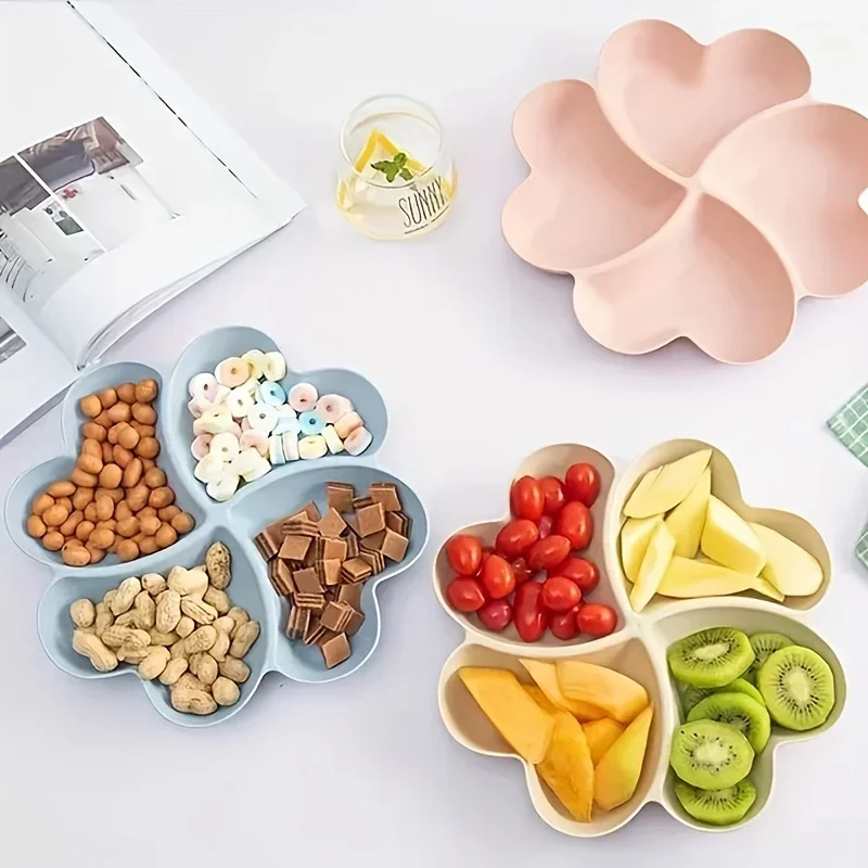 1pc Heart Shaped Fruit Platter Creative Plates Storage Box Dried Fruit Snack Plates Divided Candy Dessert Plate Container Box