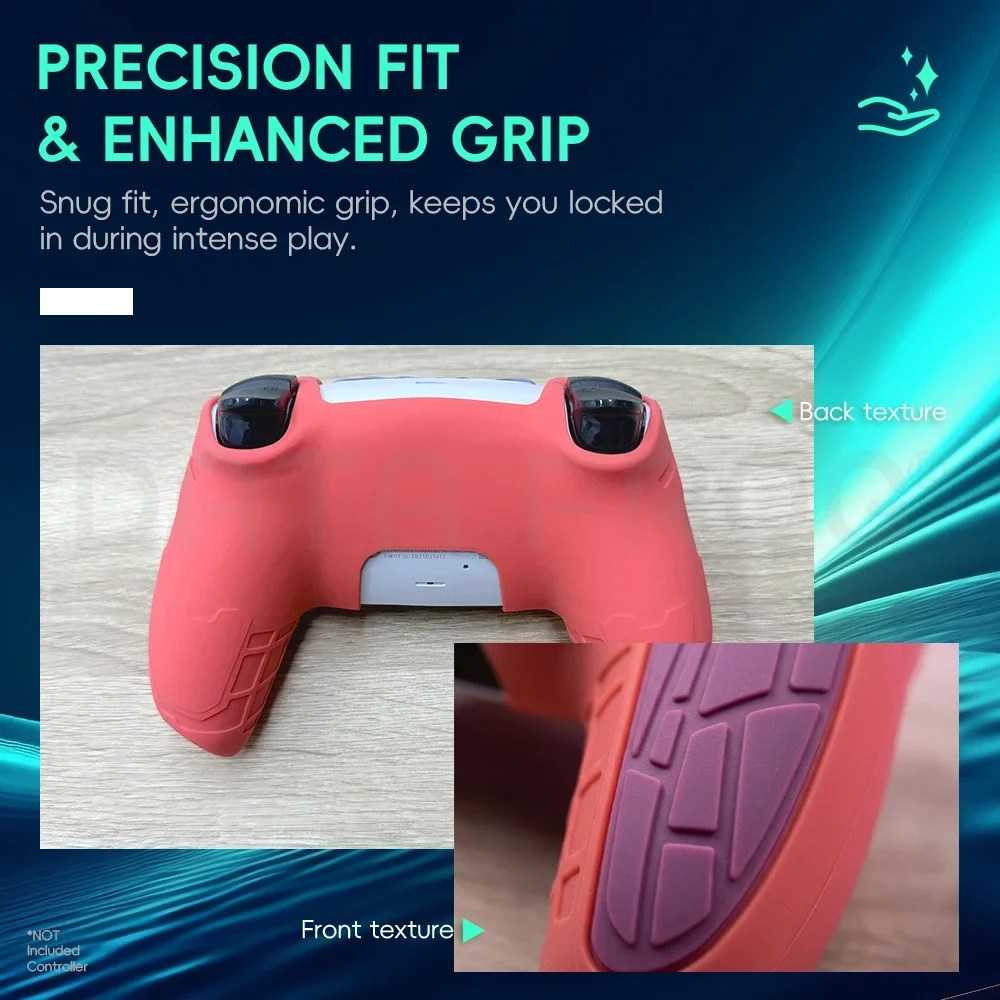Data Frog Compaible with PS5 Dualsense Silicone Cover Classic Retro Grey Skin Protector with Thumb Caps Gaming Accessories view 6