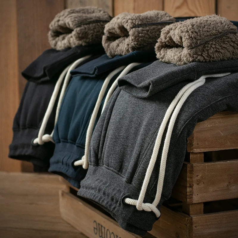 

Exianshen Winter New Lamb Velvet Men's Sports Pants Thickened Fleece Casual Long Trousers American Casual Style Youth Vitality