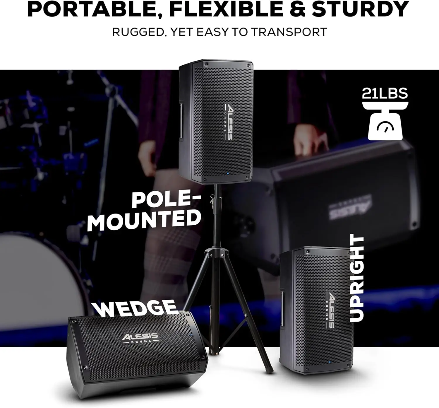 Strike Amp 8 MK2-2000W Drum Amp Speaker for Electric Drum Set with Bluetooth, 8" Woofer, HPF EQ and Ground-Lift Switch