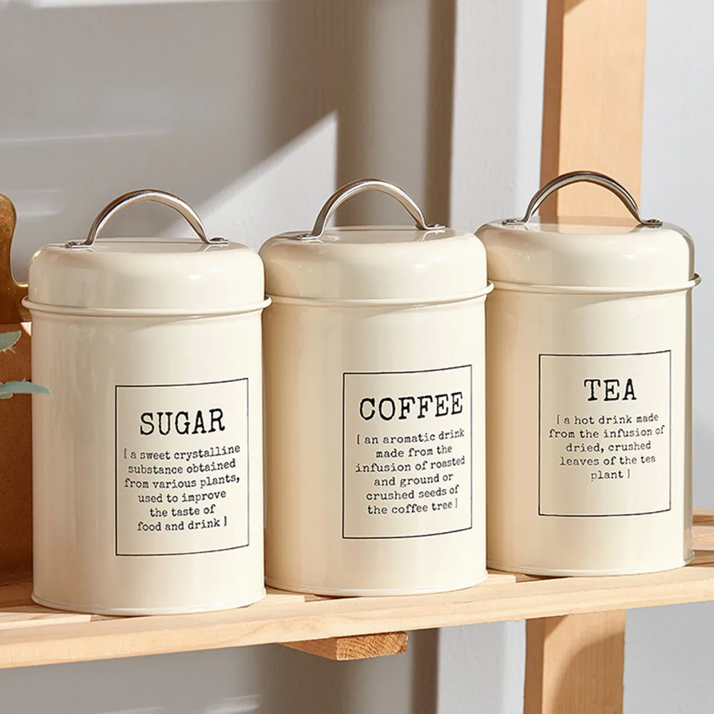 

Metal Sealing Box, Home Kitchen Cereals Candy Canister, Organizer Tank,Tea Sugar Coffee Storage Jars