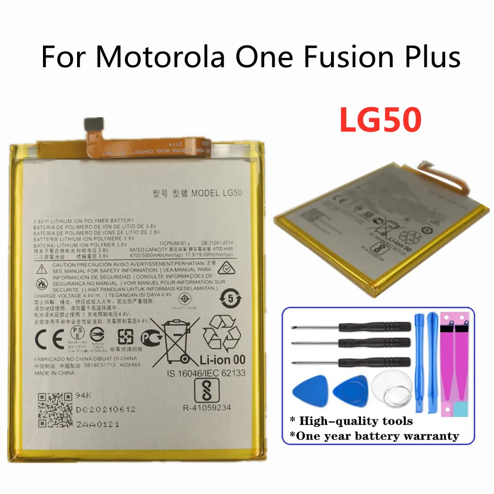 

New 5000mAh LG50 Replacement Battery For Motorola MOTO One Fusion Plus Fusion+ Phone Bateria Battery In Stock + Tools