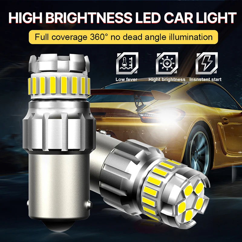 2 قطعة سيارة مصباح ليد لمبة S25 R10W R5W 1156 BA15S BAU15S P21W PY21W 1157 P21/5W BAY15D 7443 3157 T25 T20 السيارات عكس مصباح 6000 كيلو #2