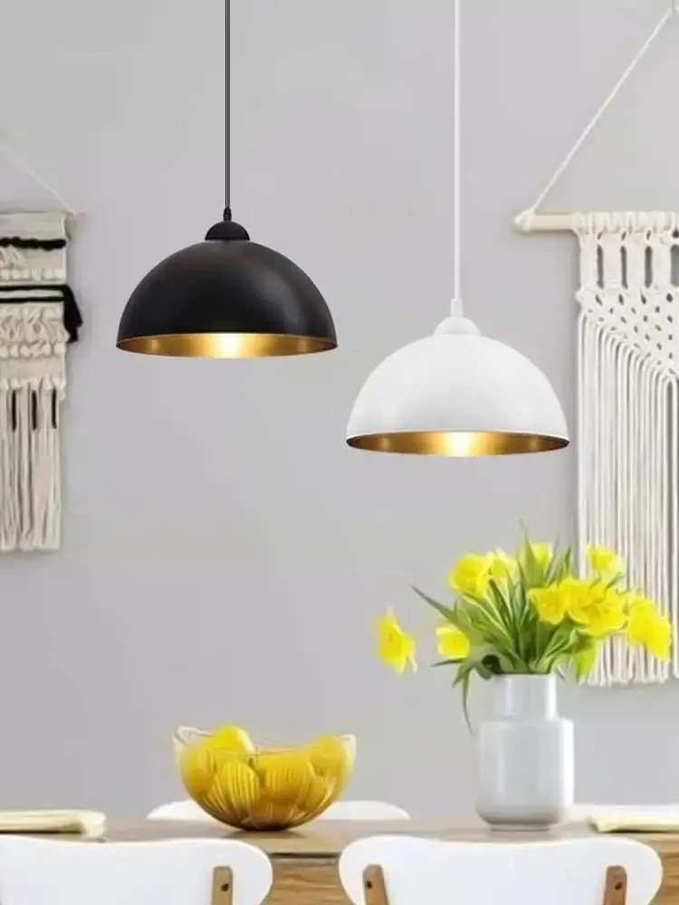 GEW Industrial Pendant Light E27 Black/White Metal Ceiling Shade Fitting for Kitchen Bedroom Living Room Ceiling Lighting