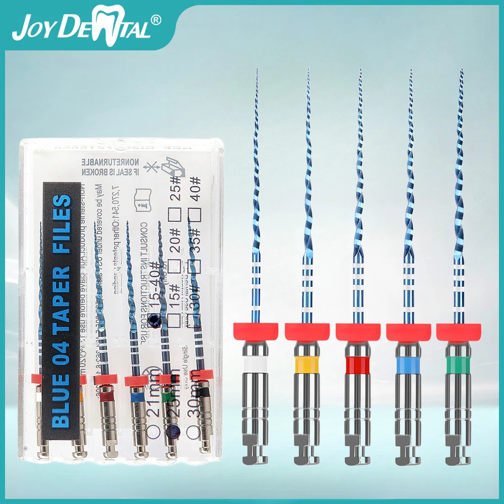 

6pcs/Box Dental Endo V Blue Root Canal Rotary File Thermal Activation NiTi Files Engine Use #15-#40 21mm/25mm Taper 04/06 AZDENT