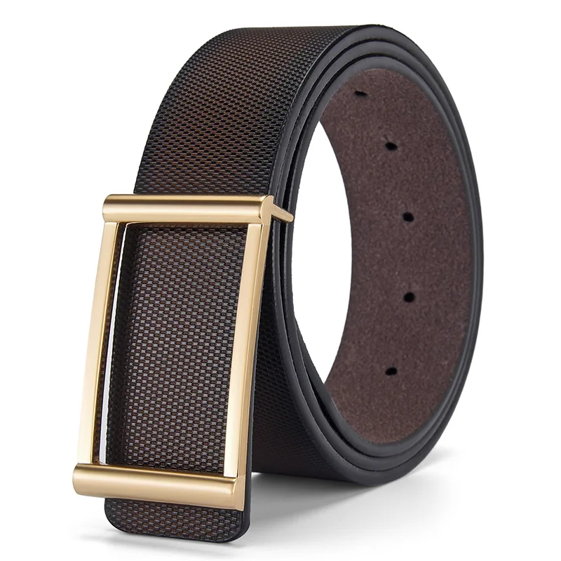 2026  Men's Golden Smooth Buckle Belt High Quality PU Leather Belts for Men Strap Male Jeans Cowboy Fashion Leisure Waist Belt