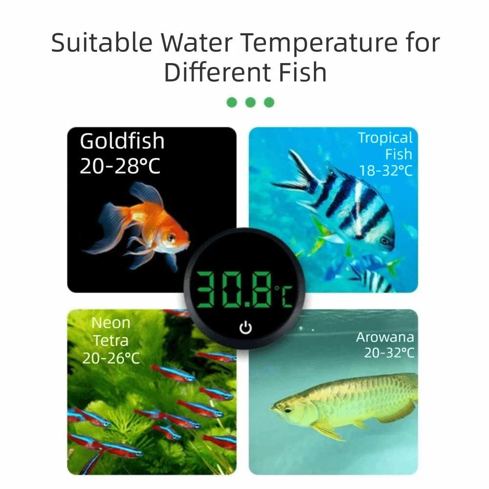 

Self-Adhesive Digital Aquarium Thermometer Cordless LED Display Fish Tank Thermometer External High Precision