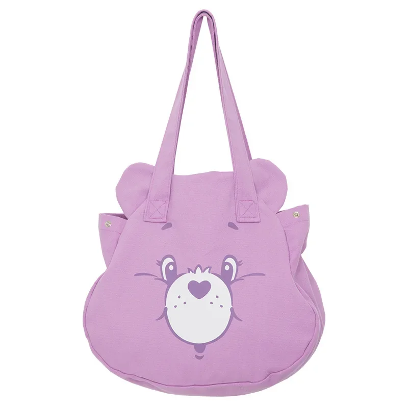 Genuine Carebears Cute Bear Head Canvas Bag borsa da scuola per studenti Casual femminile borsa a tracolla di grande capacità coppia regalo