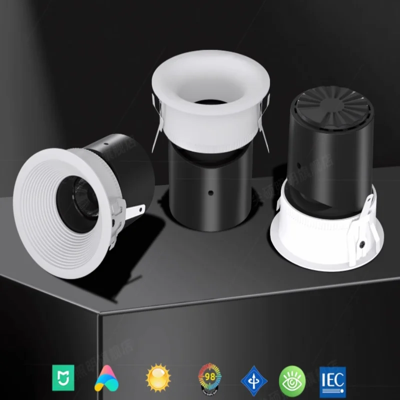 

2025 The latest bezel-less embedded curved hill spotlight deep cup anti-glare sky lantern living room without main lamp series