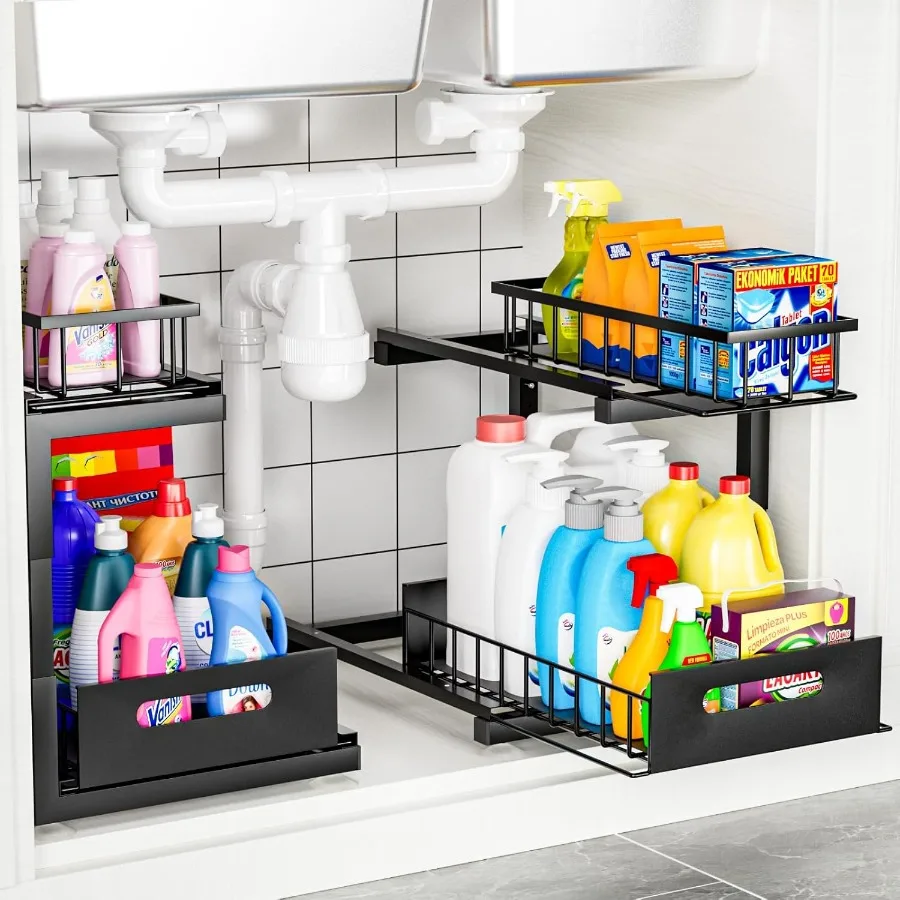 

Under Sink Organizer 2 Tier Under Sink Organizers and Storage Pull Out Cabinet Organizer Organizers and storage for Kitchen and