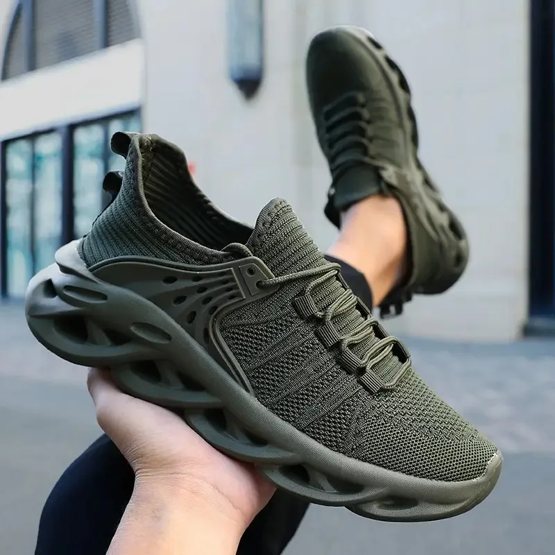 New Fashion Green Men's Running Shoes Big Size 48 Breathable Blade Shoes Trainers Men Lightweight Sports Shoes Zapatillas Hombre image 2