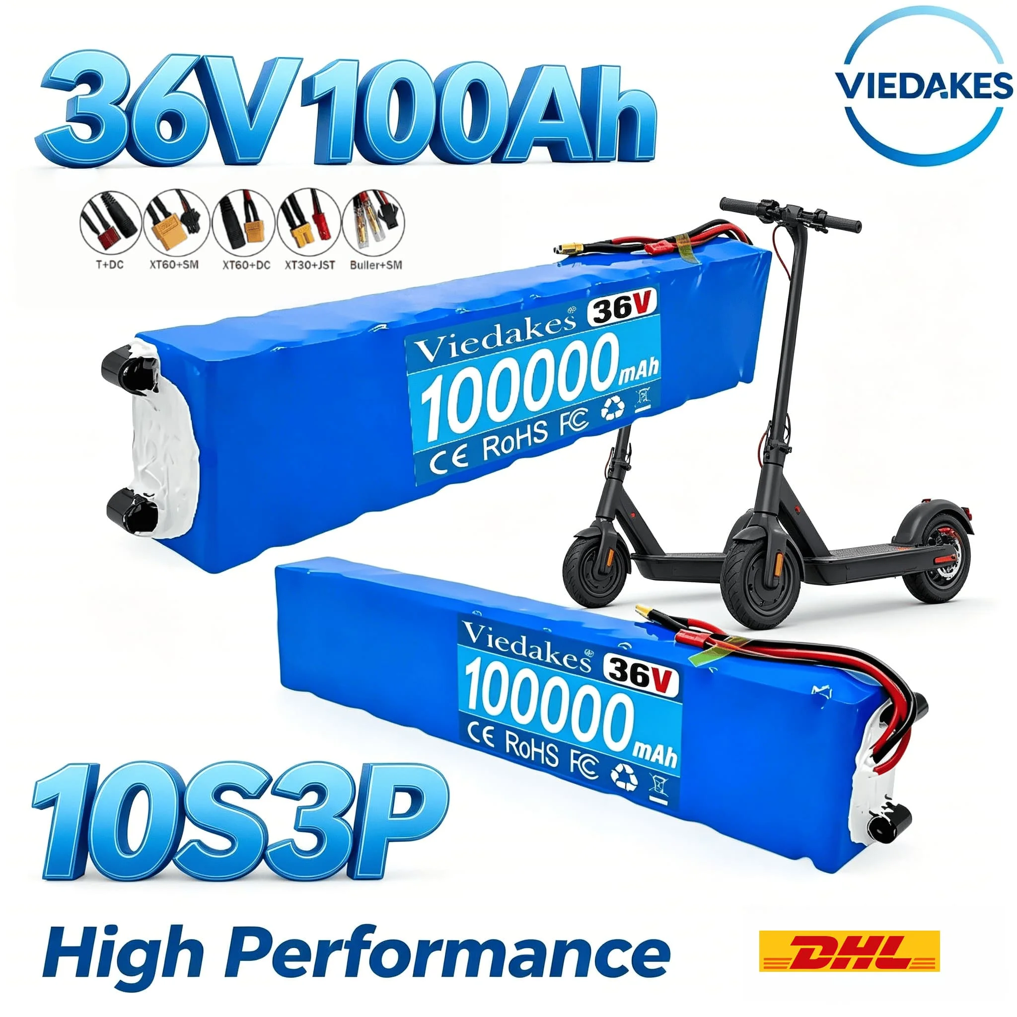

10S3P 36V 100000mAh battery VIEDAKES 36v Electric Scooter Battery Pack 18650 Lithium M365 Electric Scooter 36v Battery Scooter