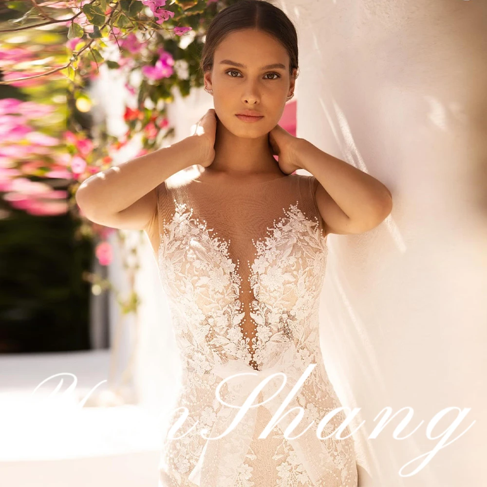 Yunshang personalizado sem alças vestido de casamento curto espartilho superior volta rendas frente bordado detalhe assimétrico saia plissada