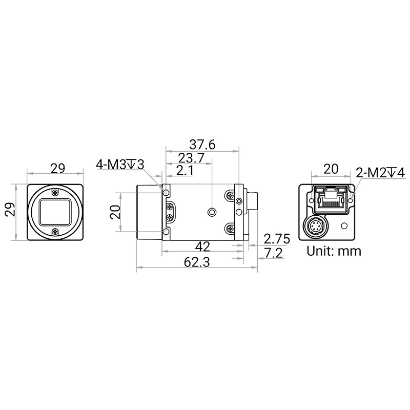 HIKROBOT Machine Vision Câmera Industrial, Câmera de Digitalização de Área, IP40 CMOS, MV-CU050-30GC, 5MP, 1, 2, 5"