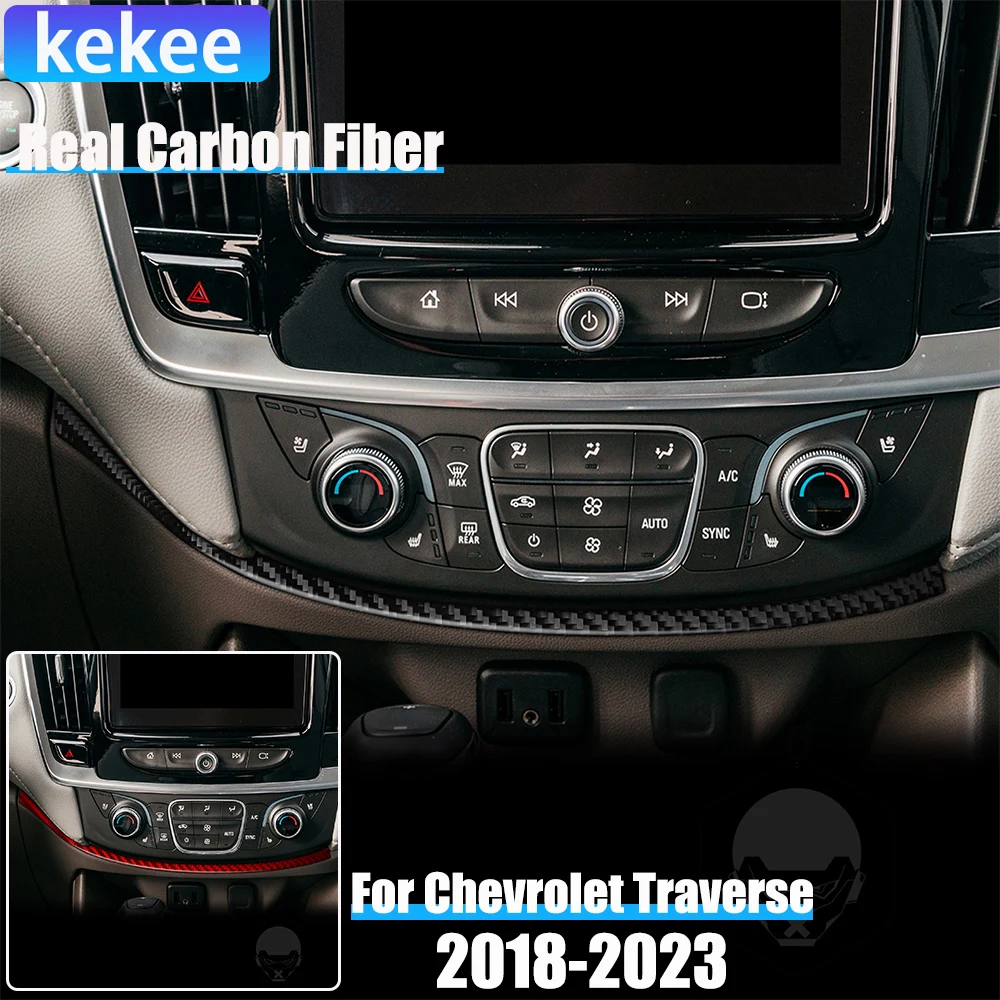 

Real Carbon Fiber Car Accessories Center Strip Cover Soft Sticker For Chevrolet Traverse RS LT 2018 2019 2020 2021 2022 2023