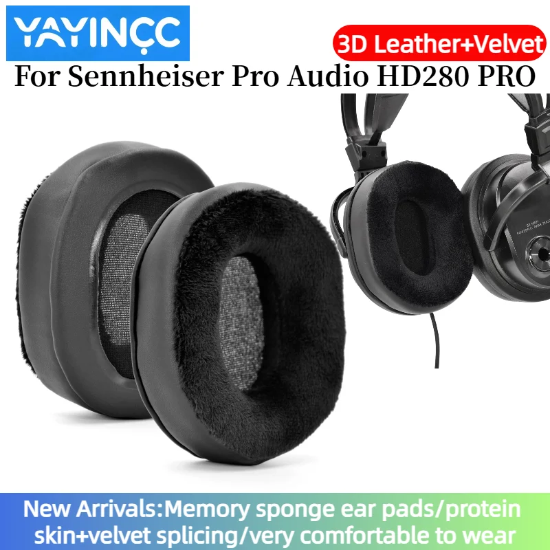 

YAYINCC Replacement Memory sponge Leather Velvet Splicing ear pad For Sennheiser Pro Audio HD280 PRO headset comfortable to wear