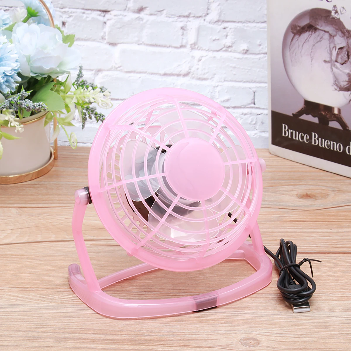 

【】Mini Usb Fan Portable Rechargeable Handheld Ultra-Silent Desktop Fan For Office Home Lightweight Durable Pink