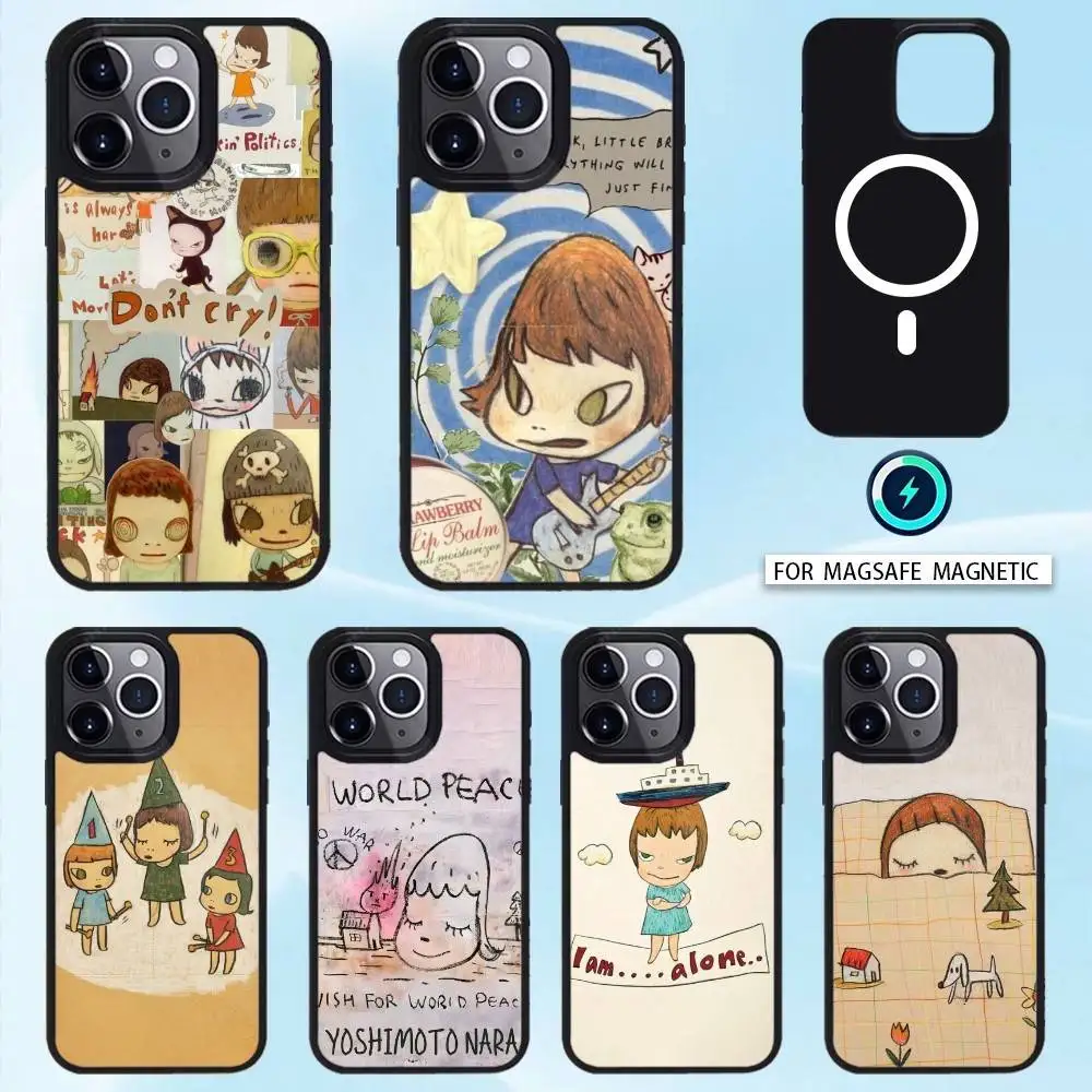 

A-Artist Y-Yoshitomo -NNara Phone Case Magnetic For iPhone 16 15 14 13 12 11 Pro Max Plus Magsafe Wireless Charging Cover