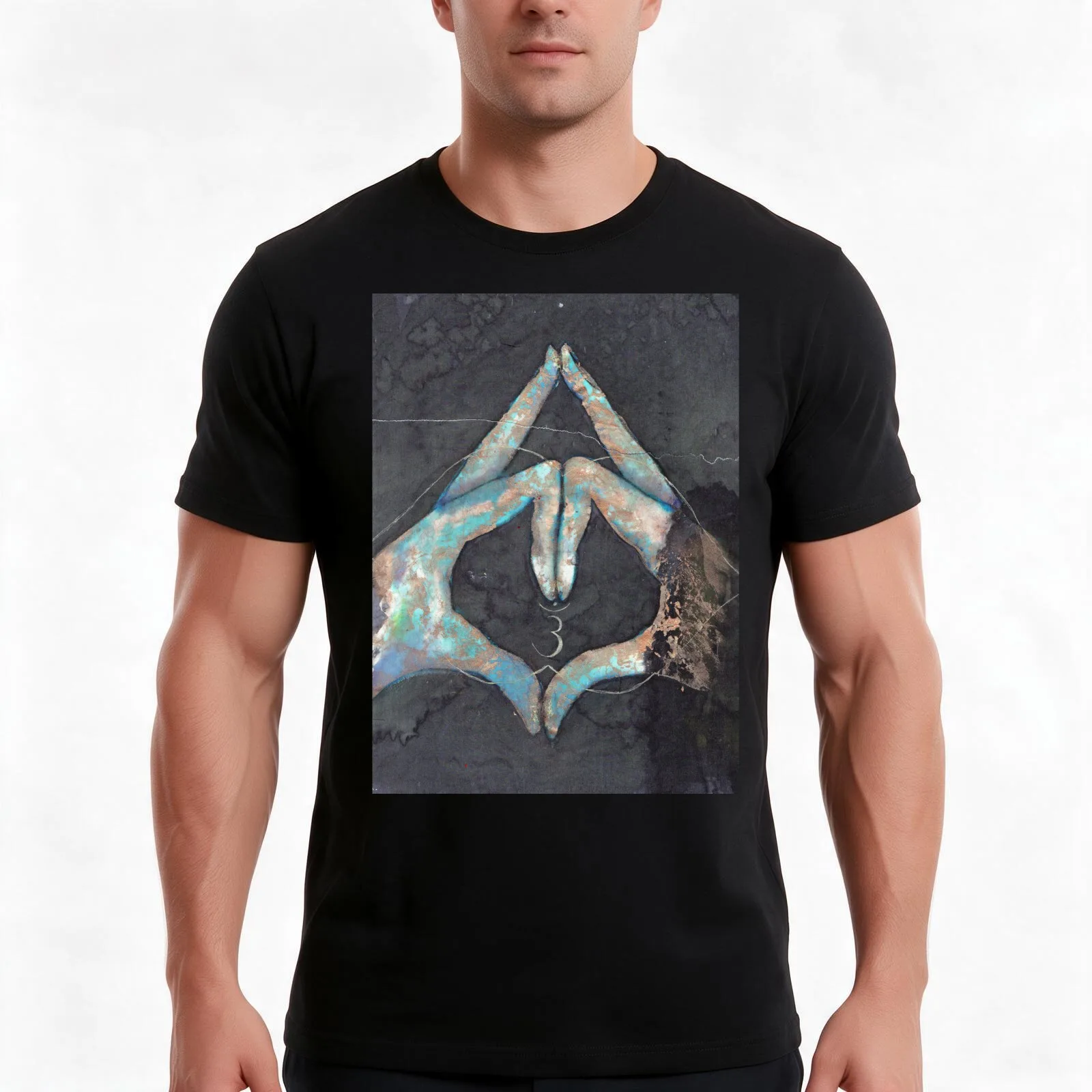 Ajna - third eye chakra mudra T-Shirt, Summer Casual Cotton Tee, Oversized Streetwear Tops, Vintage Graphic Print, 100% Cotton