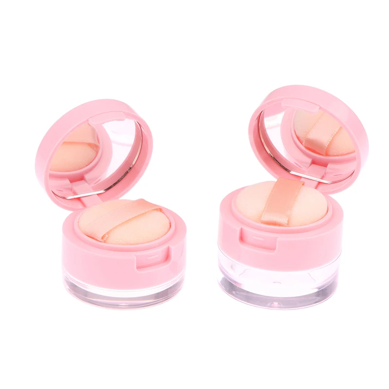 1Pc Portable Plastic Powder Box Empty Loose Powder Container With Sieve Mirror Cosmetic Sifter Loose Jar Travel Makeup Container