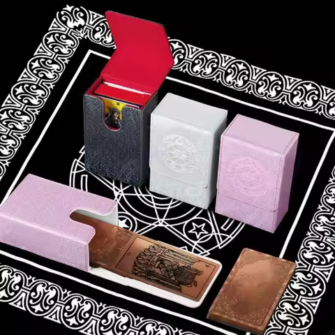 Sun Moon Tarots Card Storage Box Game Deck Holder PU Leather Card Storage Case K1MB