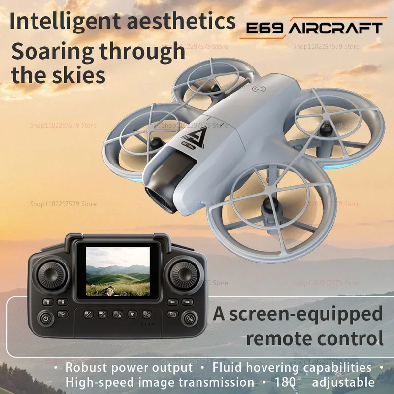 E69 Mini RC Drone 8K HD Camera With LED 5G FPV WiFi Remote Control Aircraft Obstacle Avoidance Quadcopter For Adult Boy Toy Gift